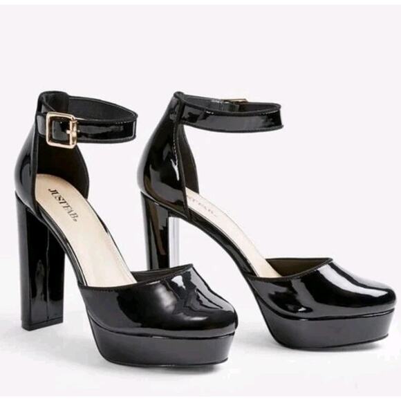 JustFab Scarlet Chunky Platform Black Heels Size 10 GUC – Y2K Goth Night-Out - Picture 13 of 13